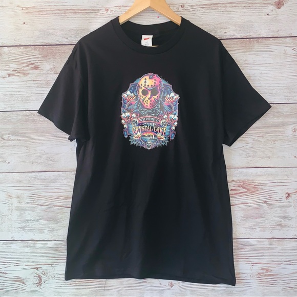 Friday The 13th Jason Shirt, Camp Crystal Lake Tee Shirt Black Size Large unisex - Picture 3 of 4